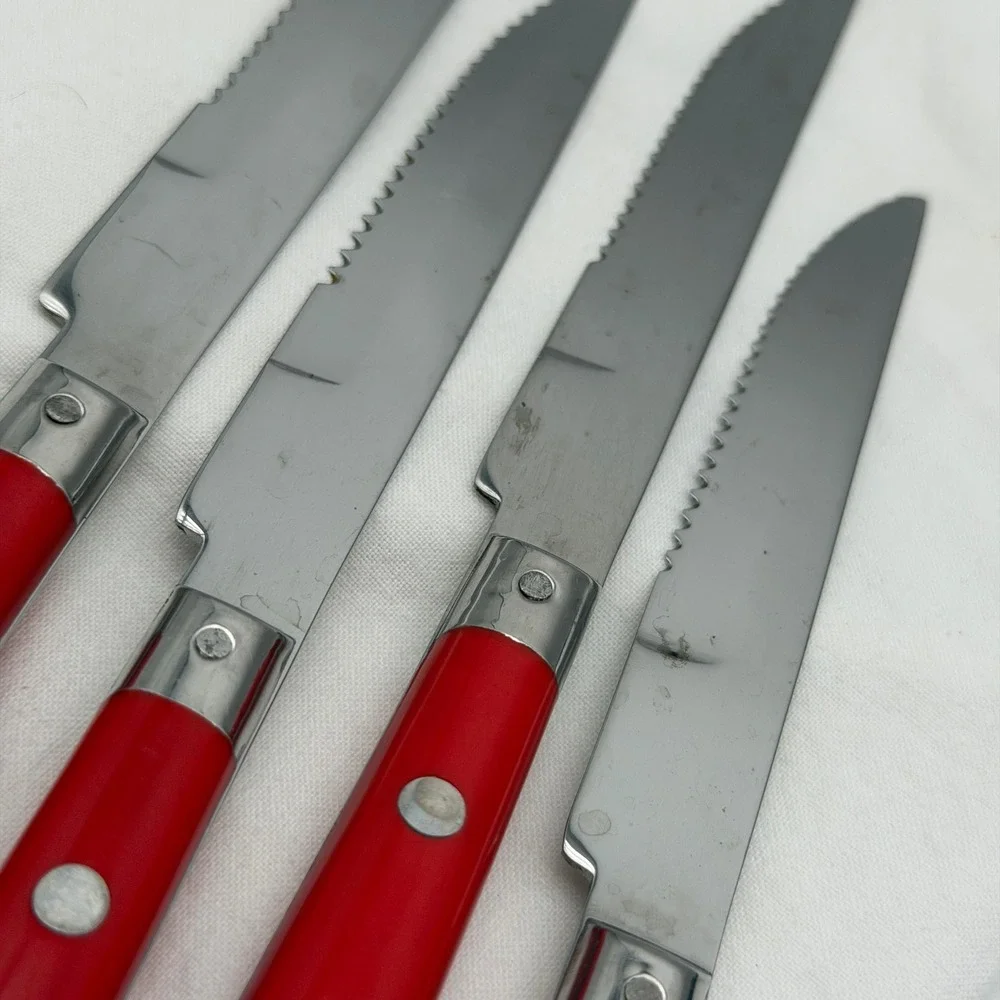 W.F. Mardi Gras Red Steak Knife Set of 4 Stainless Steel Serrated Korea Bistro
